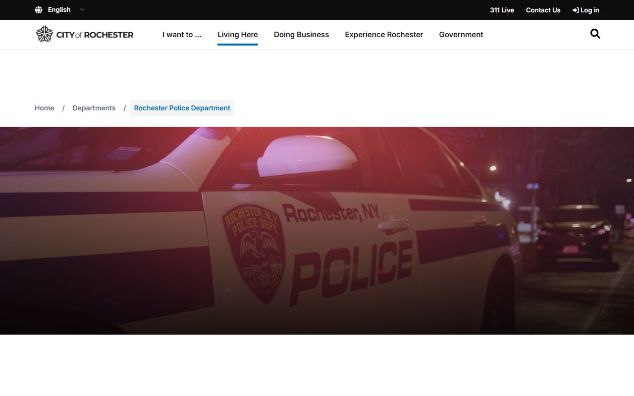 Rochester Police Department website for requesting arrest records and criminal history checks