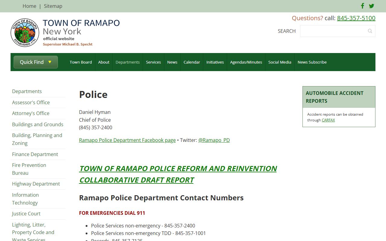 Southampton Town Police Department website for accessing arrest records and police reports