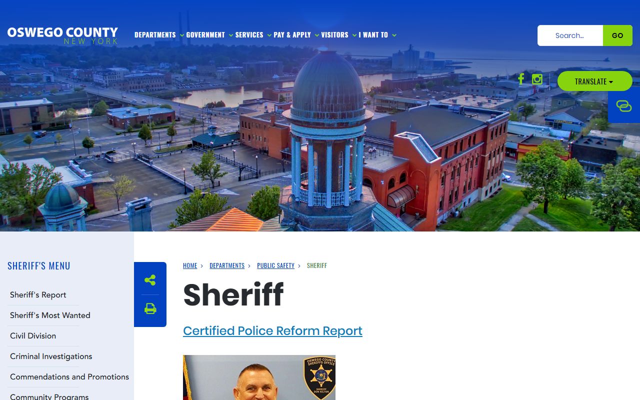 Oswego County Sheriff website for arrest records requests