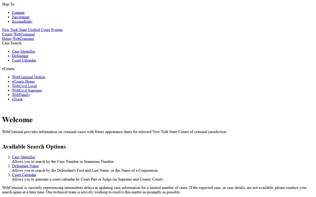 New York court system direct access for arrest records